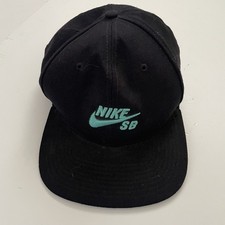 Nike SB Snapback Hat Black Teal Swoosh Logo One Size Skateboarding Cap Flat Brim