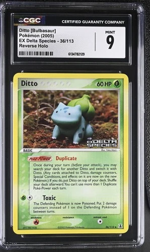 CGC 9 Ditto Bulbasaur 36/113 EX Delta Species Reverse Holo Stamped Pokemon Card