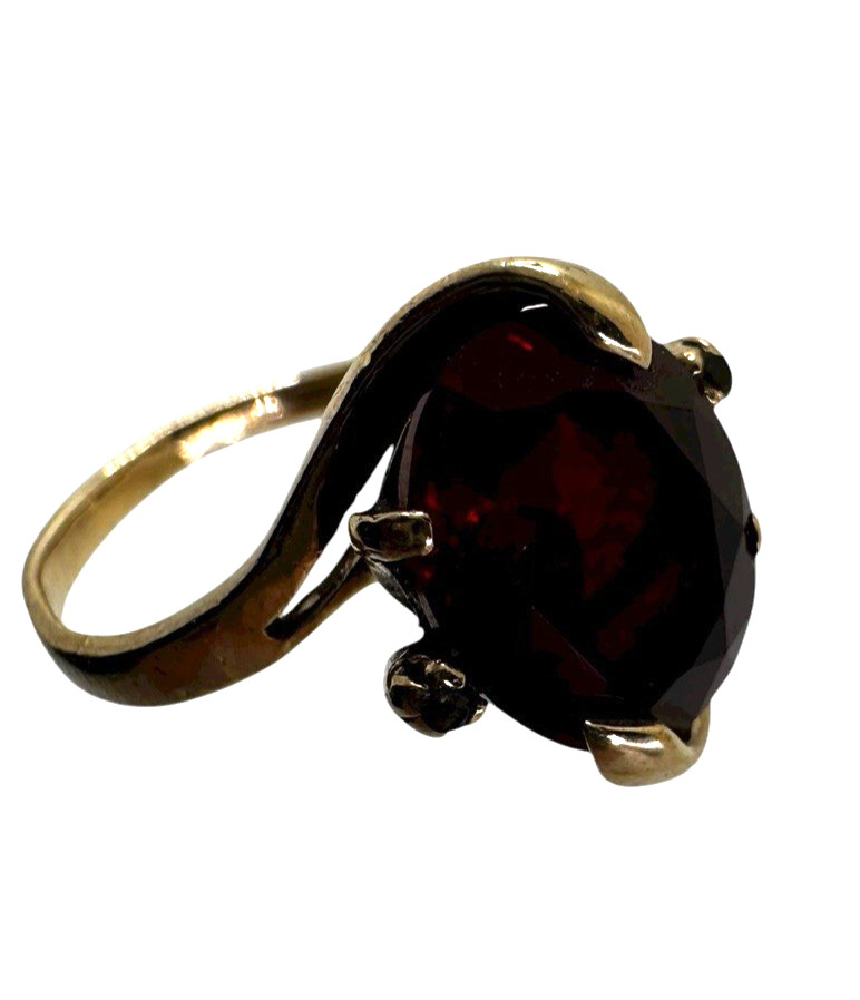 Solid 10K Dark Red Ruby Ring Size 5.25 - image 1