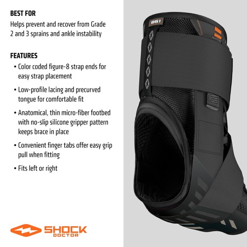 Shock Doctor Adult Ultra Wrap Lace Ankle Brace, Maximum Support, Adjustable C... - Picture 4 of 7