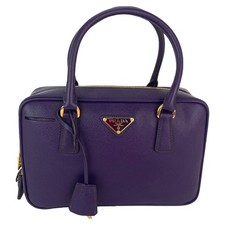 Prada Saffiano Leather Lux Small Top Handle Viola Purple Handbag Women One Size