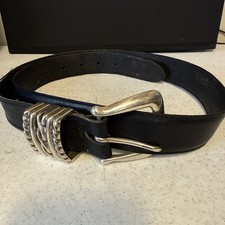 Vintage 1993 Onyx by Brighton Sz M 38 BLK Leather Belt