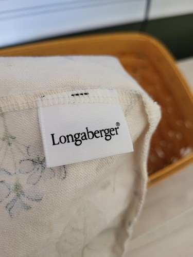 Cubo de cesta tejido a mano rectangular Longaberger con forro de tela botánica - Imagen 15 de 15