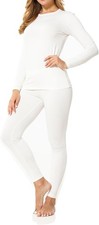 9M Women's Ultra-Soft Fleece Lined Thermal Base Layer Top Bottom Underwear ...
