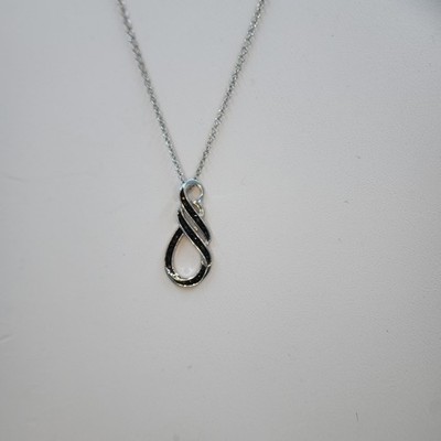 Samuel Aaron Open Twist Black CZ Pendant and Chain