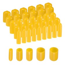 100Pack Round Rubber End Caps 1/8" 3/16" 1/4" 5/16" 3/8" Yellow Vinyl Cover