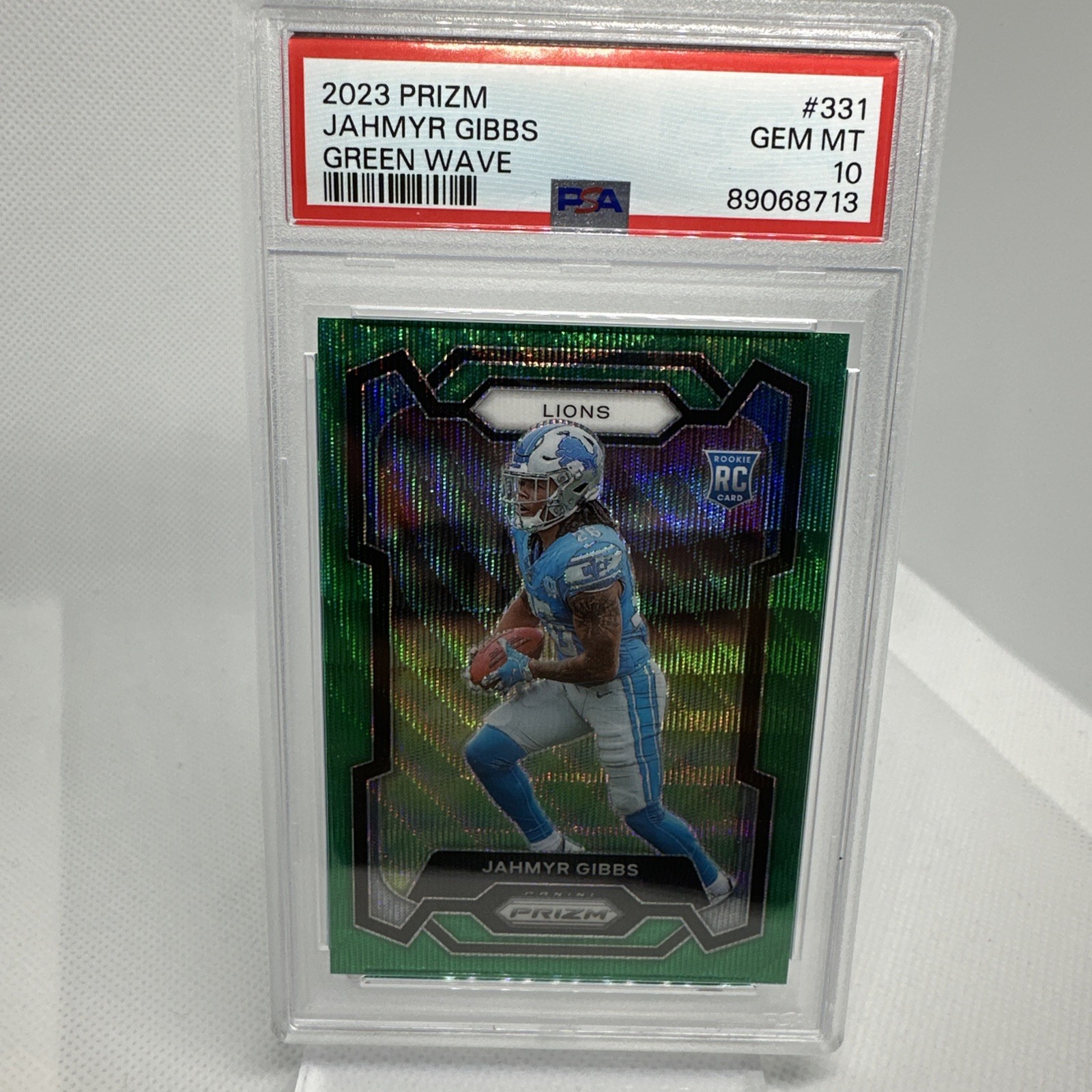 2023 Prizm Jahmyr Gibbs Green Wave Prizm Rookie Card #331 PSA 10 LIONS!! 🔥💎