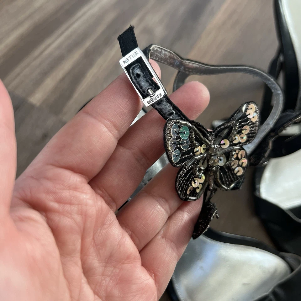 Karen Millen черный блестками бабочка лодыжки ремень каблуки размер 37 6 - Изображение 4 из 4