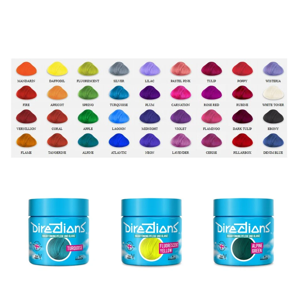 Directions Haartönung alle Farben | Vegane Semi-Permanent Haarfarbe Tönung