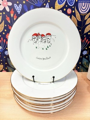 1999 Set Of 8 Merry Masterpieces-1st Edition Christmas Santa Dinner Plates 10.75