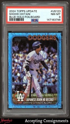 2024 Topps Update Blue Holo Foil #US123 Shohei Ohtani 887/999 PSA 8 NM-MT