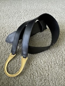 Avignon Black Leather Belt Gold Stud Buckle Made in Spain Size‎ 37 Medium Avignon vintage black belt - Gem main image 2