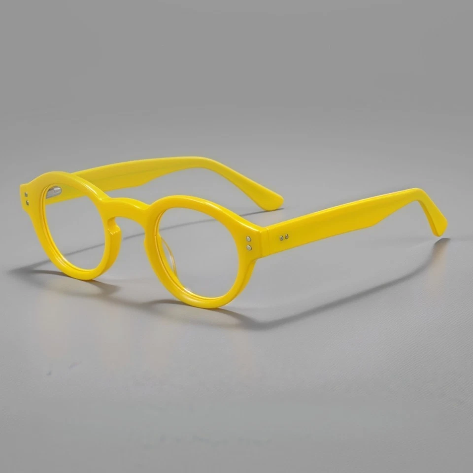 Monturas de gafas retro de acetato redondas de moda borde completo hombres mujeres gafas Foto 3 de 4