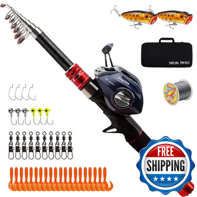 Telescopic Fishing Rod and Reel Combos, Carbon Fiber Fishing Rod with Stainless