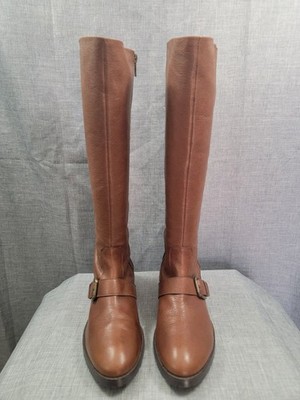 Donald Pliner BiBi Tall Riding Boots Leather Brown, Buckle- Women's SZ 10 M