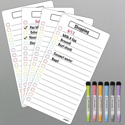 Magnetic Dry Erase List Board Set for Refrigerator, 4-Pack 5'' x 9.5'' Colorful...