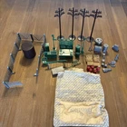 Original MARX Untouchables Playset Accessories Silver & Green Fence Poles Boxes