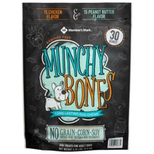 Member's Mark Munchy Bones Dog Treats for Adult Dogs - 30 Treats-Exp 04/2027