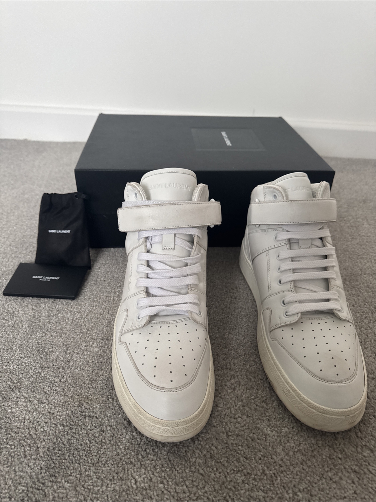 Scarpe da ginnastica Saint Laurent SL mid top taglia 9 UK 43 bianco ottico sneaker
