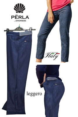 Damen Hose bi-elastisch leicht bequem italienisch PERLE OVERSIZE VICKY 44/54