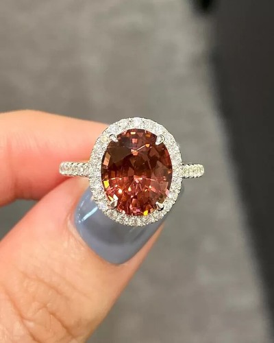 Oval 4.05 Ct Natural Tourmaline Diamond Bridal Wedding Ring Solid 950 Platinum 7