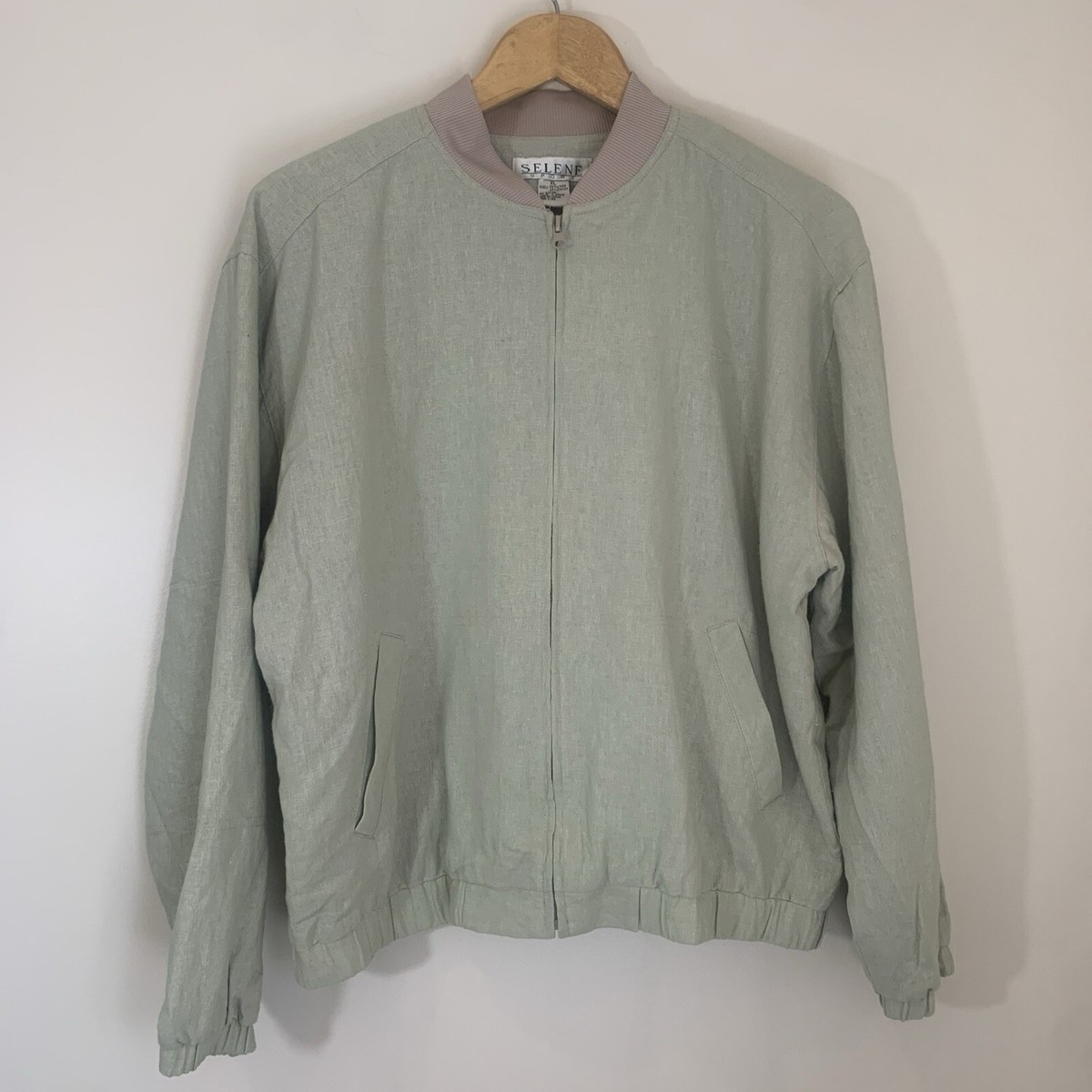 Selene Sport Womens Jacket XL Sage Green Linen Lined Pockets
