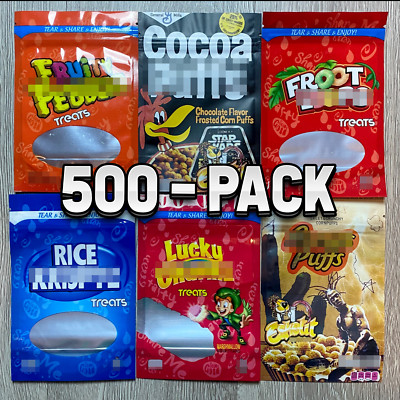 500-Pack Empty Snack Bags Zip Lock Cereal Treats Food Storage Packaging Sealable
