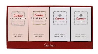 4 PC Cartier Coffret Miniature Discovery Set Eau De Cartier + Baiser Vole Sealed