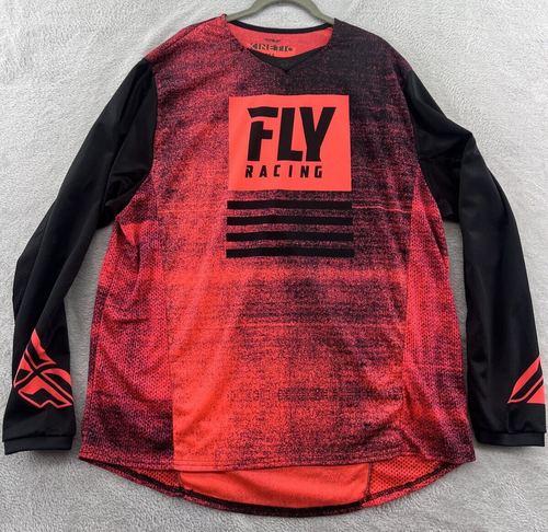 Fly Racing Shirt Men’s Sz XL Kinetic Red Black Long Sleeve Motorcross ...