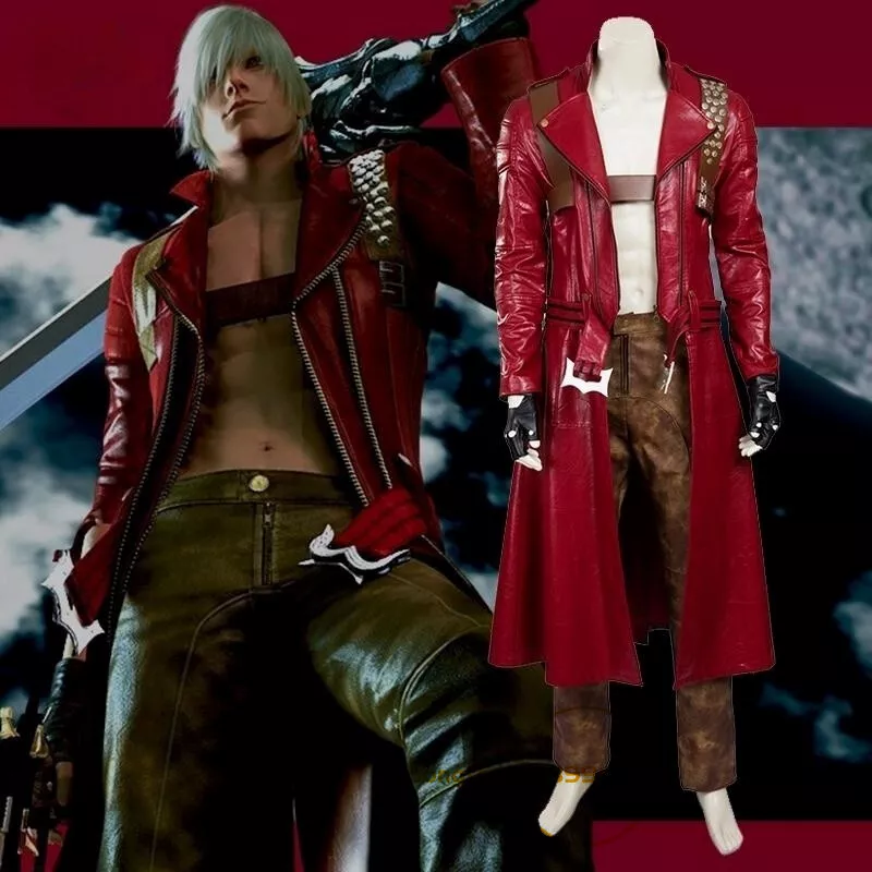 Devil May Cry Dante Cosplay Custome Outfit Red Windbreaker Pants