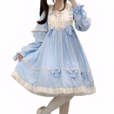 Sweet Lolita Pearl Bow Princess Dress Japanese Style Mesh Overlay Pullover Girl