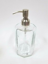NEW HEXAGON SHAPED GLASS DISPENSER+ANTIQUE SILVER TONE PUMP FROM INDIA