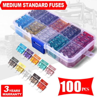 100pcs Car Automotive Medium Standard Fuses Auto Blade Fuse Assortment Kit APM