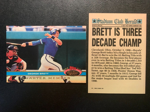 George Brett 1991 Topps Stadium Club Charter Member Kansas City Royals AL CHAMP