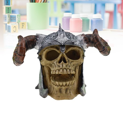Crâne Porte-Stylo Résine Squelette Tête Figurine Crayon Clé Maquillage