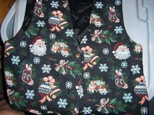 CLIO Tapestry (Made in USA) Black Christmas Design b/d Vest - SIZE LARGE