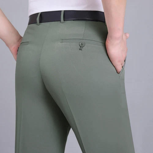 Mens Dress Pants Straight Formal Trousers Slim Casual Office Wedding Business - Picture 17 of 26