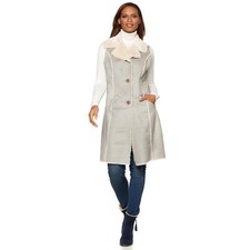 Sporto Faux Shearling Duster Vest In Grey, Size Small
