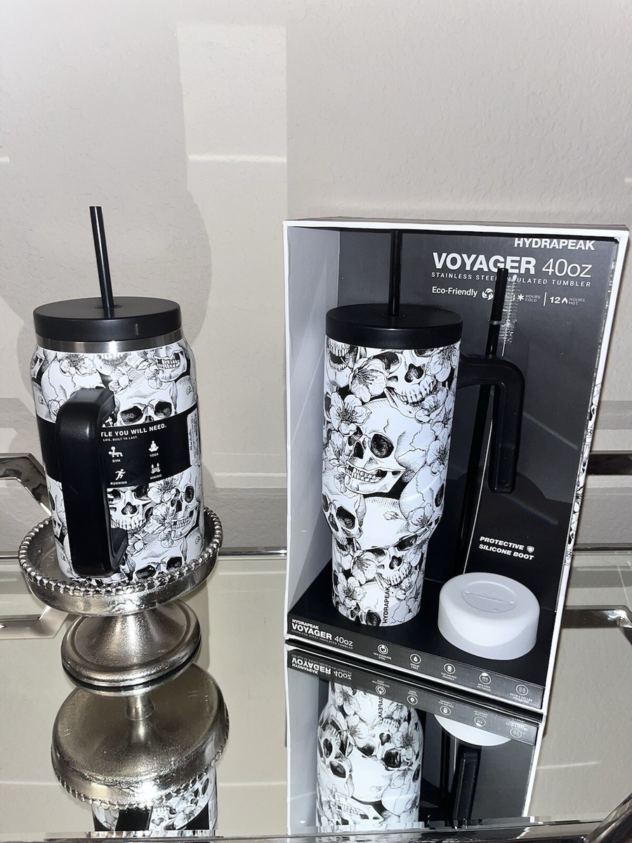 2-PIECE BUMDLE NWT WHITE SKULL HYDRAPEAK VOYAGER 40 OZ AND QUENCH