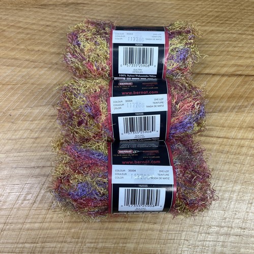 3 Skeins Bernat Eyelash Nouveau Yarn Sultry #35004 50g 77 yds Each Yellow Pink - Picture 7 of 7