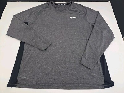 Nike Dri-FIT Tight Fit Long Sleeve Training Shirt Blk/Grey XXL #5666