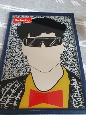 Vintage 80er Budweiser Ice Cool Vintage Spiegel Werbung Sammlerstück selten