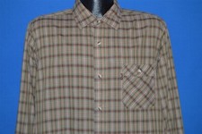 vintage 80s LEVIS PLAID BROWN GREEN BUTTON FRONT CASUAL MENS SHIRT LARGE L