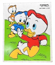 Playskool Disney Huey Dewey Louie Duck Board Puzzle 10 Piece Large Vintage 1970s