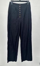 Reformation Pants Black Wide Leg Button Front High Waist Women Sz 4 NEW NWT N141