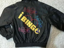 NEW! Genuine Leather Jacket Coat " I ❤ BINGO "  Embroidered Red Lining Unisex XL