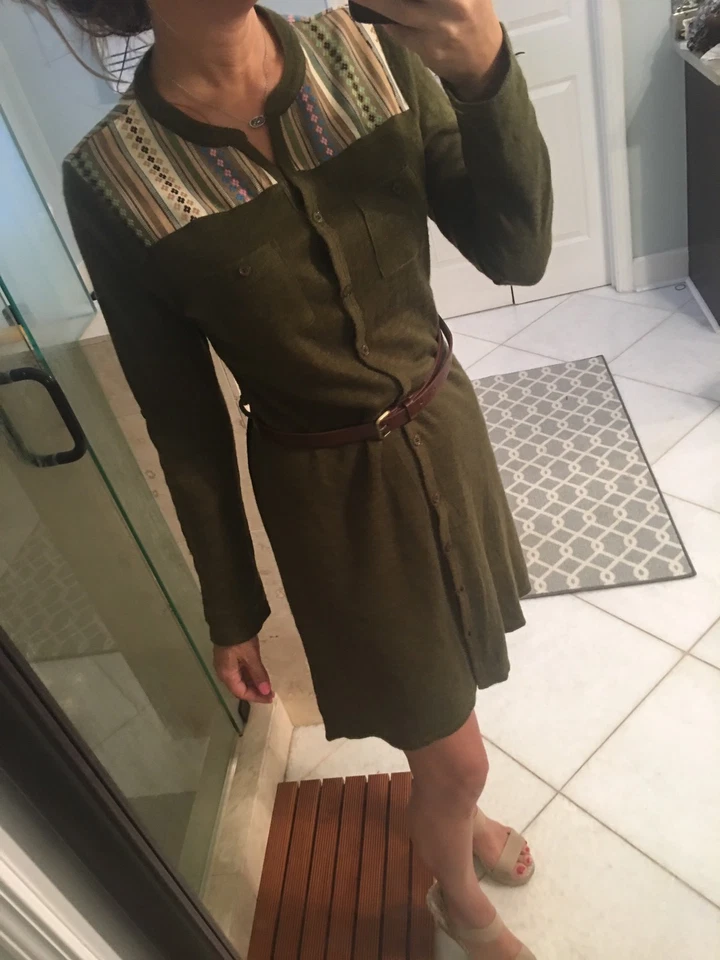 Camisa suéter bordada Ya Los Angeles para mujer talla L verde azteca Foto 3 de 4