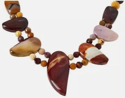 Jay King Sterling Silver Multicolor Mookaite 18'' handcrafted geometric Necklace