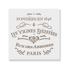 French Label Les Vignes Greffes Stencil - Dur...