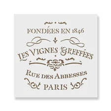 French Label Les Vignes Greffes Stencil - Durable & Reusable Mylar Stencils